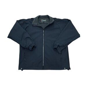 Men’s Gerber jacket black zip up front chest 24 y2k